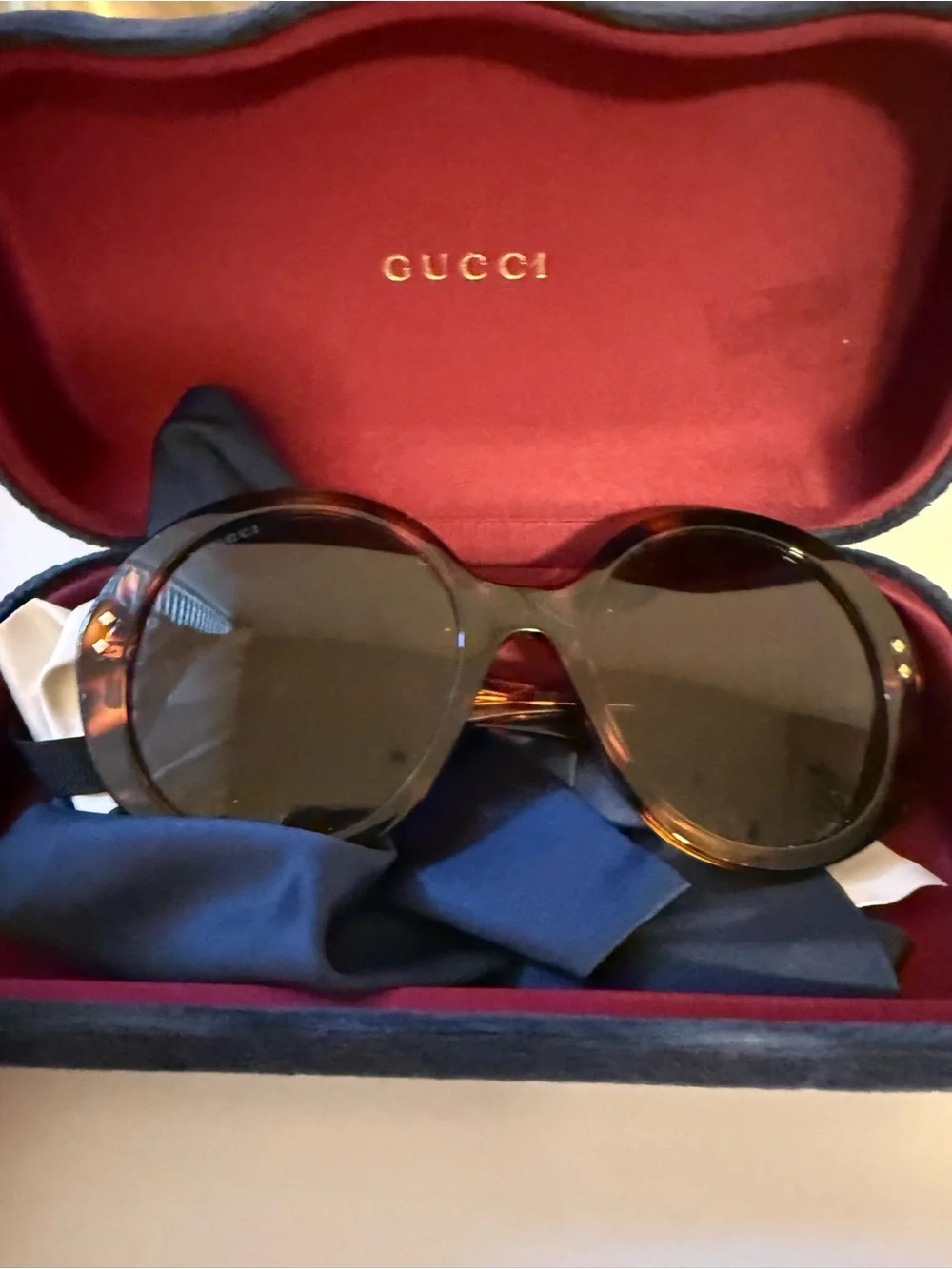 Gucci Tortoiseshell Round Sunglasses with Brown Lenses